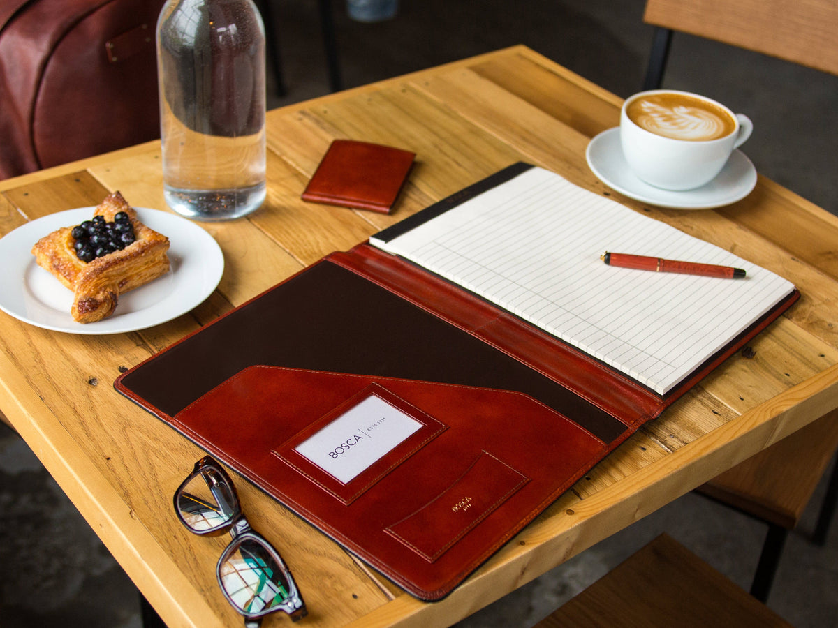 Bosca 8 1/2 x 11 Writing Pad Cover Old Leather Classic